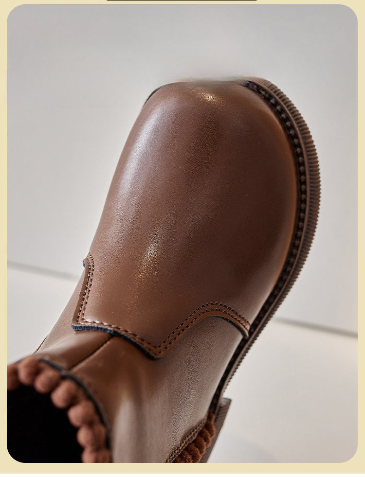 LeerLief Mädchen Stiefelette – Bequeme PU-Leder Stiefel mit rutschfester Sohle und Seitenreißverschluss