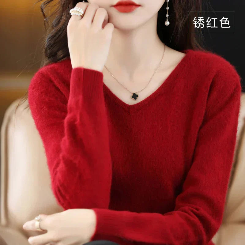 LunaWeave Pure Cashmere V-Ausschnitt Pullover mit Slim Fit für Frauen