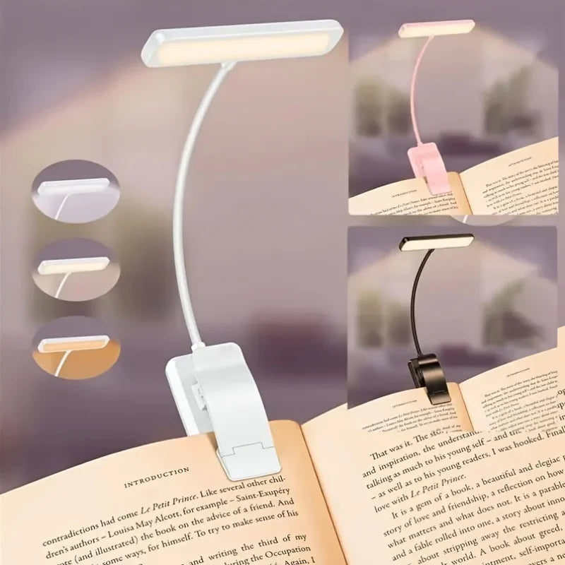 Flexibles Leselicht USB Wiederaufladbar mit Dimmbaren Lichtfarben und Clip