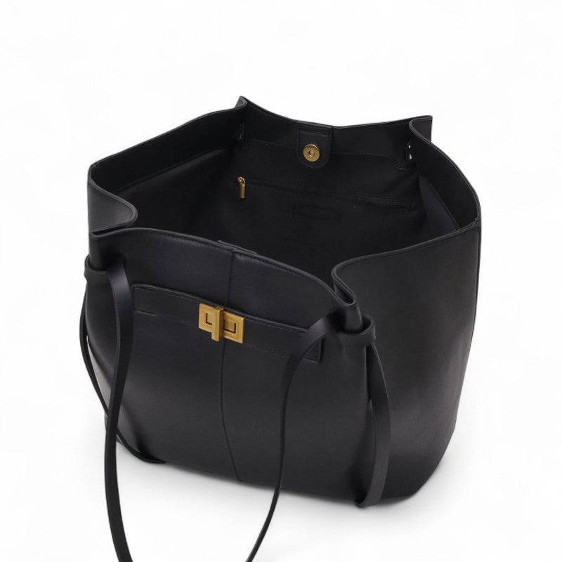 Große Handtasche Lyra aus schwarzem PU-Leder