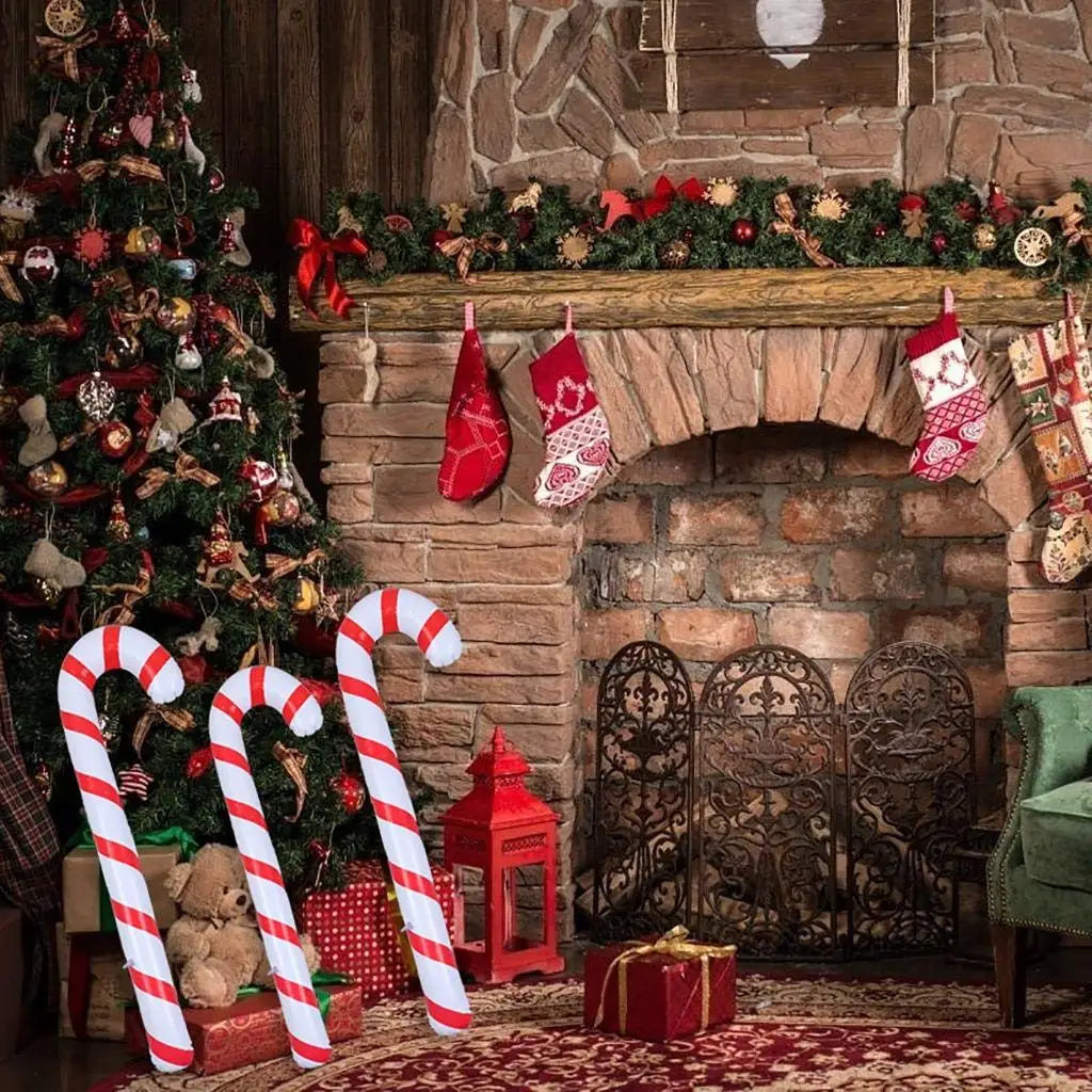 CandyFest Aufblasbare Weihnachts-Zuckerstangen – Set von 4 PVC-Dekorationen von 87 cm