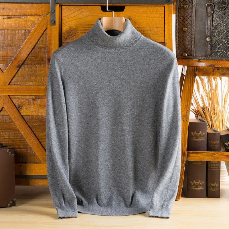 Sylvara Herren 100 Prozent Kaschmir Rollkragenpullover