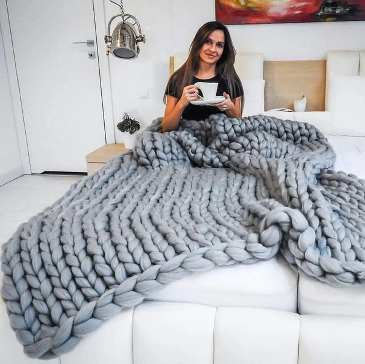 Chunky Strickdecke – Extra Weiche, Warme Decke für Sofa und Bett