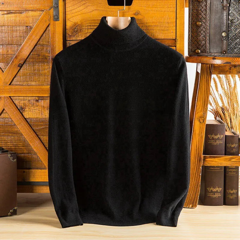 Sylvara Herren 100 Prozent Kaschmir Rollkragenpullover