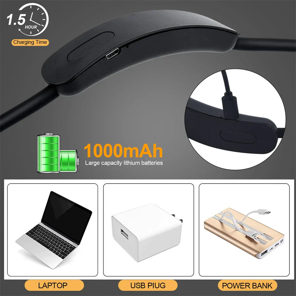 Wiederaufladbare USB LED-Nackenbeleuchtung Flexibel Tragbar 3 Farben Dimmbar