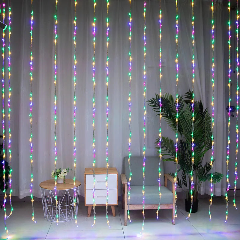 LED Weihnachtsvorhangbeleuchtung mit Farbwechsel – Dekorative Lichter für Fenster und Wände