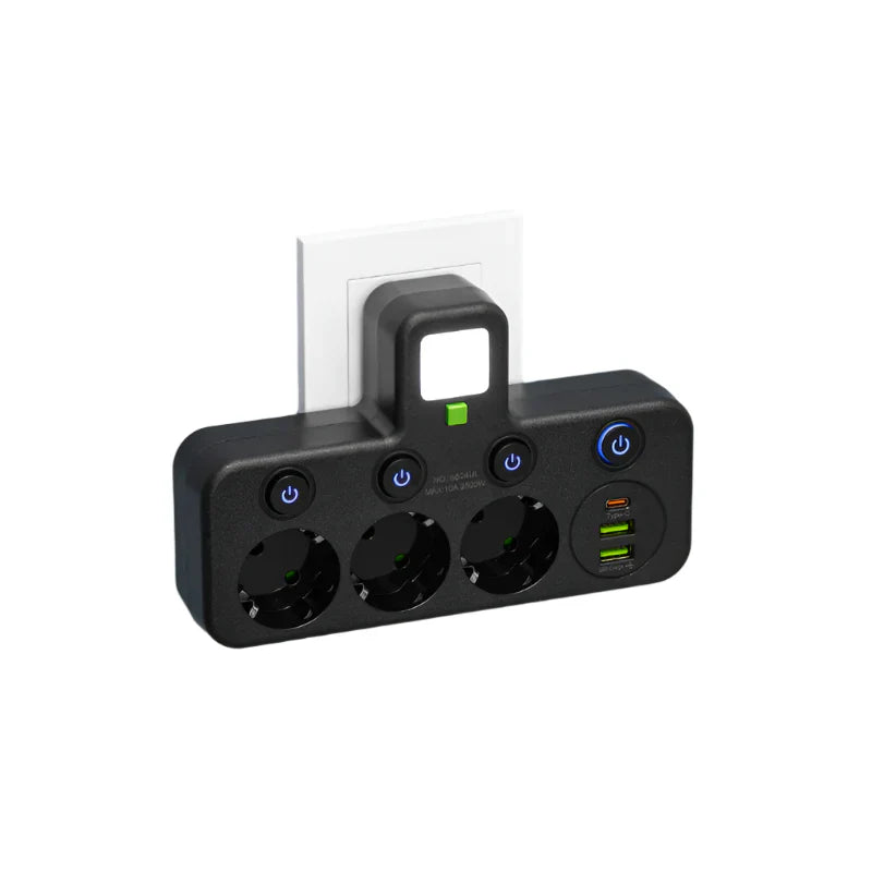 VOLTRIQ ProLine Steckdose mit mehreren Anschlüssen, USB Type-C und Überspannungsschutz
