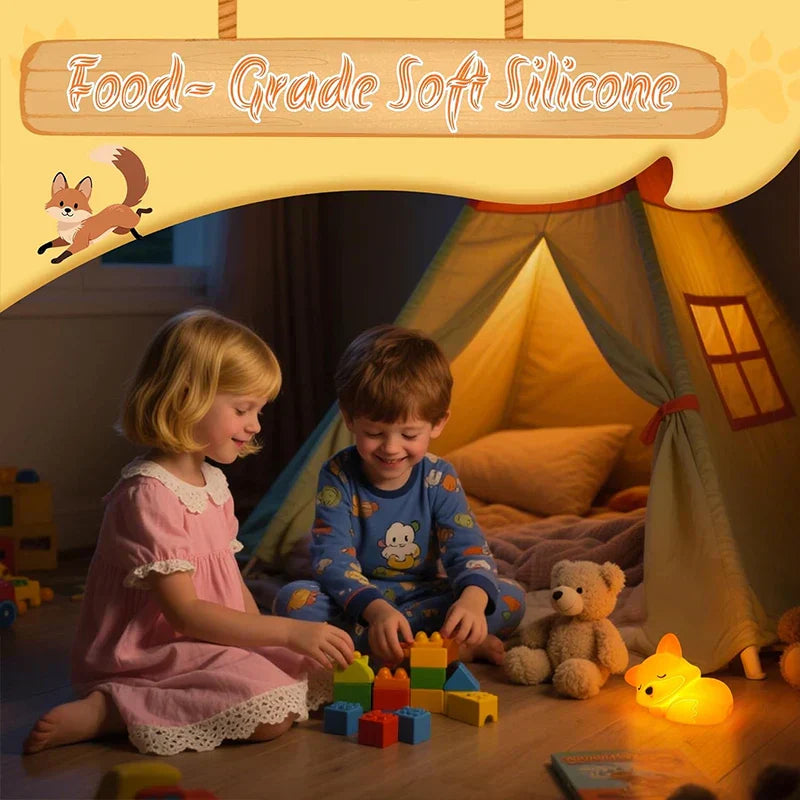 Fuchs Nachtlicht aus Silikon | Wiederaufladbar, dimmbar & mit Timer | Süße Geschenkidee für Kinder & Erwachsene