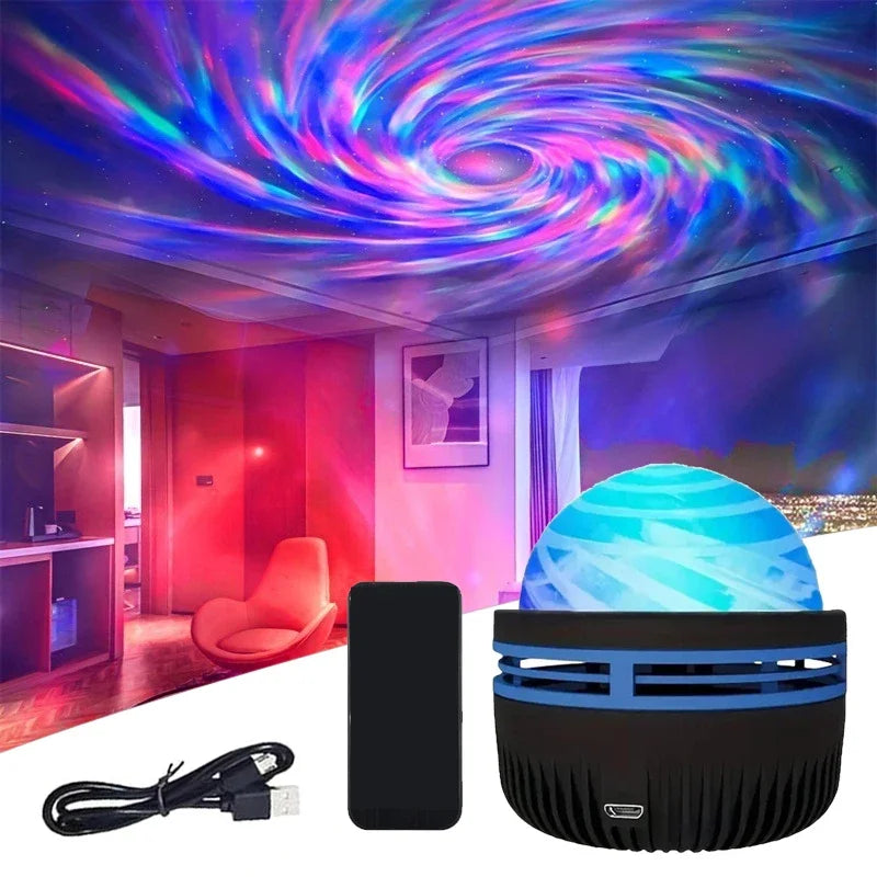 Polariva Nordlichtprojektor mit Musik-Synchronisation und Fernbedienung für RGB-Stimmungsbeleuchtung