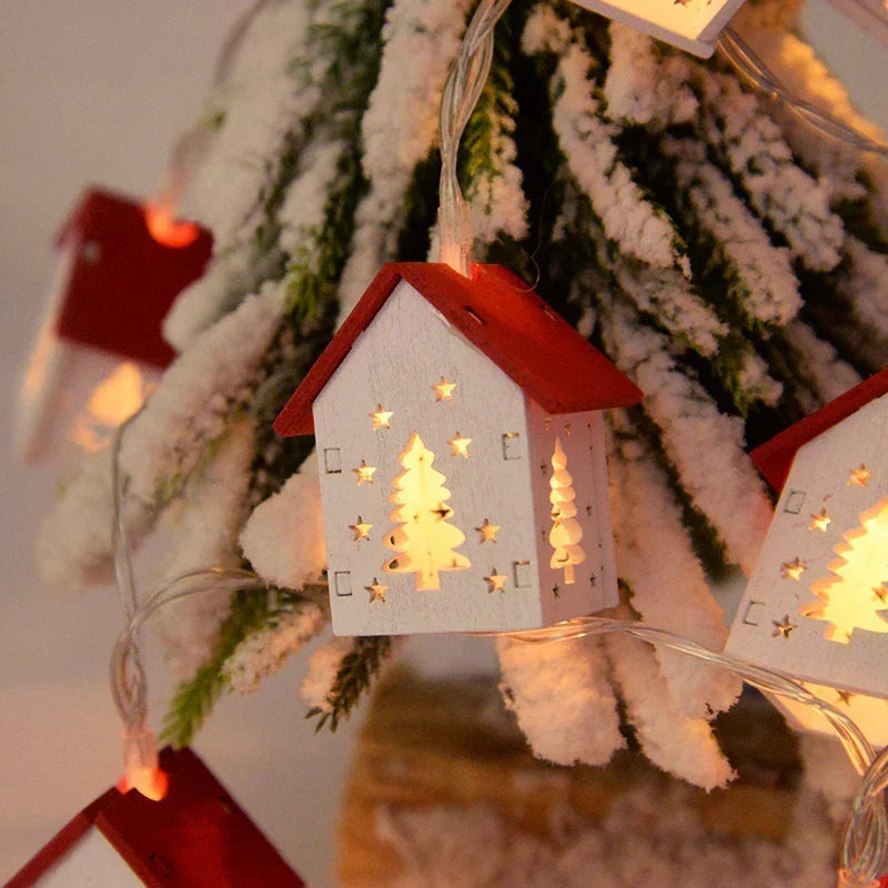 Holz Weihnachtshäuschen mit LED Weihnachtsbeleuchtung – Dekorative Weihnachtsdekoration