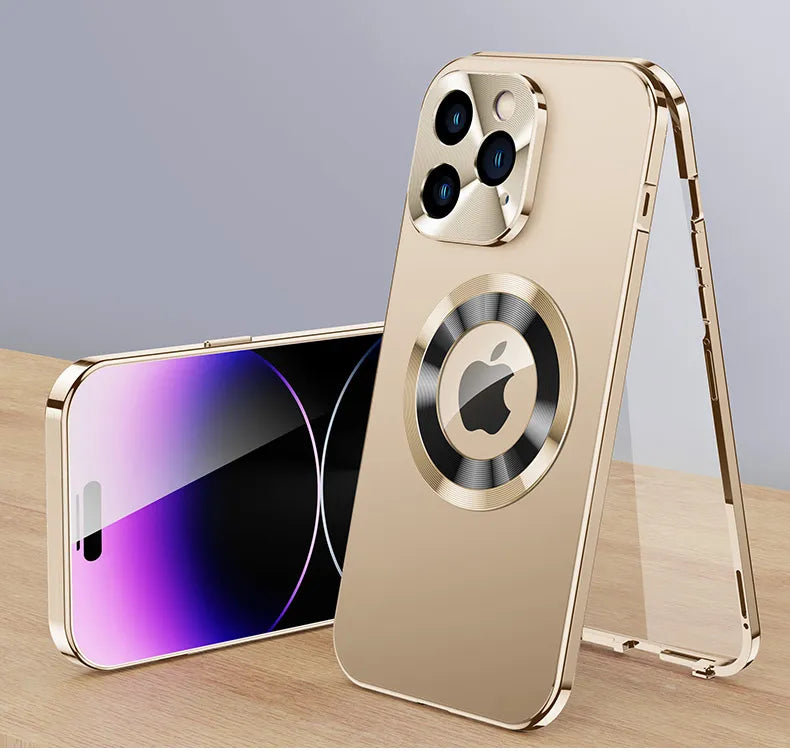 Case 360° Vollbildlinse Metall Magnetisch Magsafe Hüllen Aluminium für iPhone 15 14 13