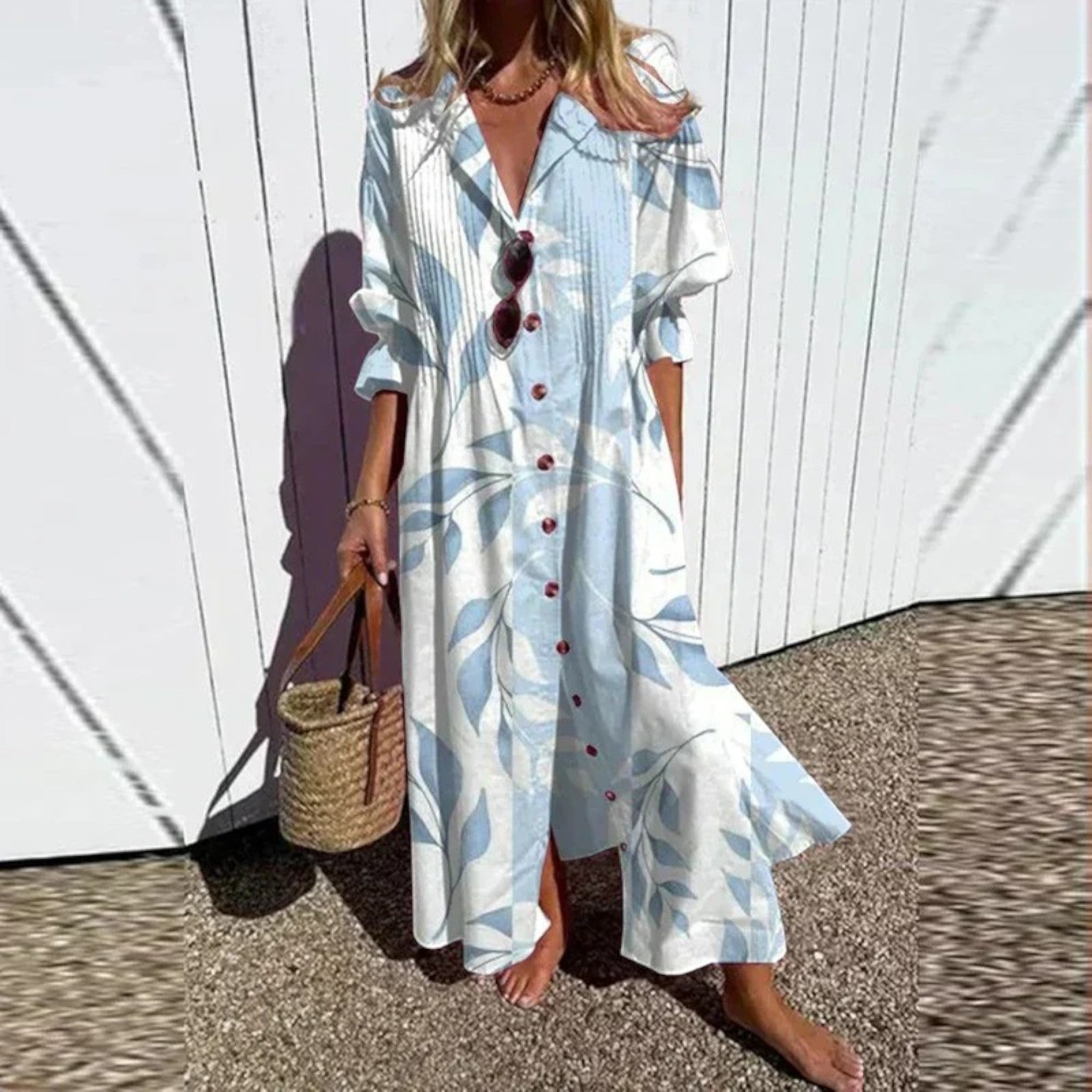 Boho Kleid mit V-Ausschnitt | Maxi
