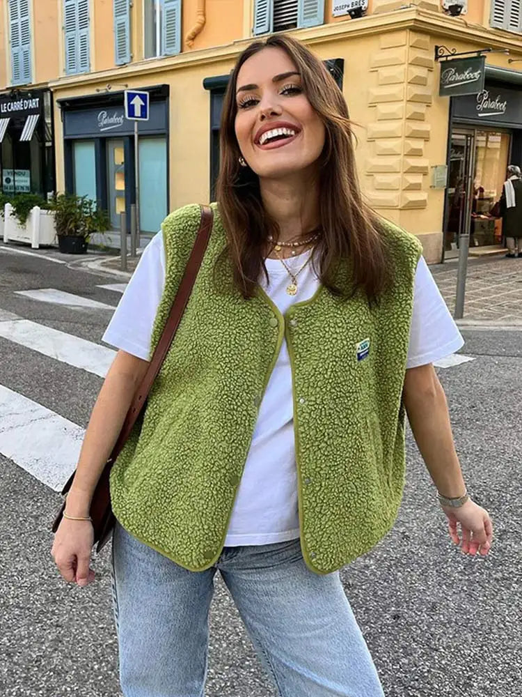 Fioréne | Trendiger Wollbodywarmer für Damen mit Knöpfen