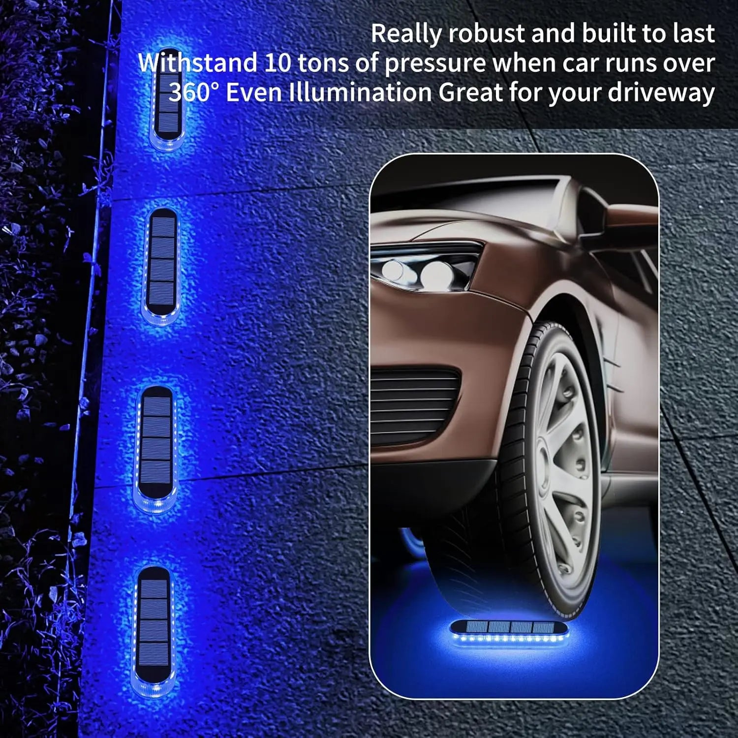 LumaGlow Solar Treppenlicht | IP68 Wasserdicht mit 30 LEDs in Warm-/Kaltweiß/Blau für Terrasse und Außenbereich
