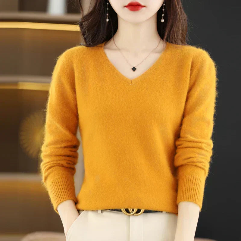 LunaWeave Pure Cashmere V-Ausschnitt Pullover mit Slim Fit für Frauen