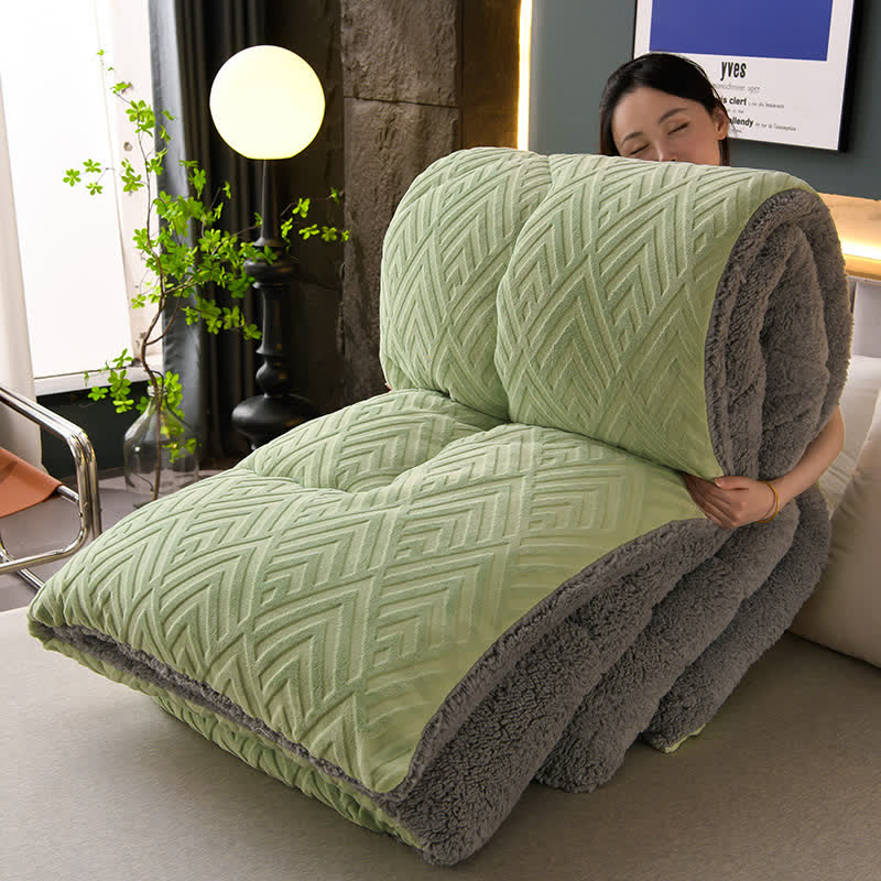 Bunte Dicke Sherpa Winterdecke Mit Quiltkern Wärme