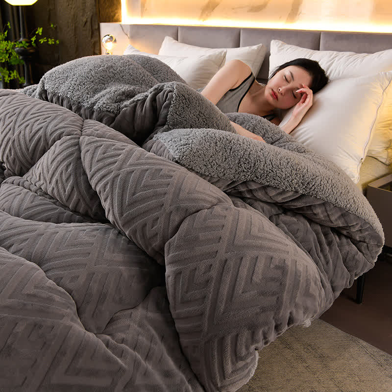 Bunte Dicke Sherpa Winterdecke Mit Quiltkern Wärme