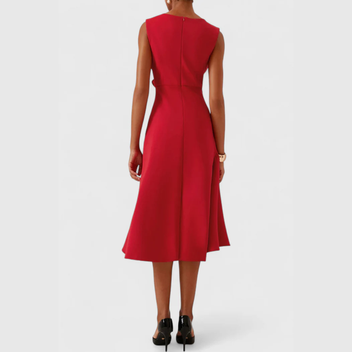 Beatrice | Damen Drapiertes Asymmetrisches Midikleid