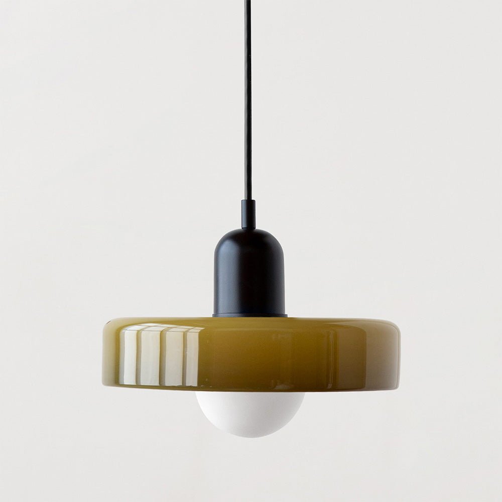 Bauhaus Hängeleuchte aus Buntglas für modernes Interieur