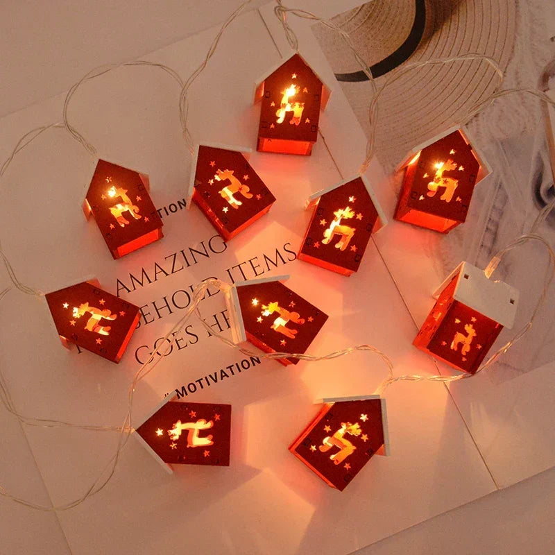 Holz Weihnachtshäuschen mit LED Weihnachtsbeleuchtung – Dekorative Weihnachtsdekoration