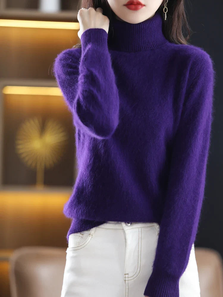 Damen 100 Prozent Kaschmir Rollkragenpullover Warm Slim Fit Strick in 23 Farben