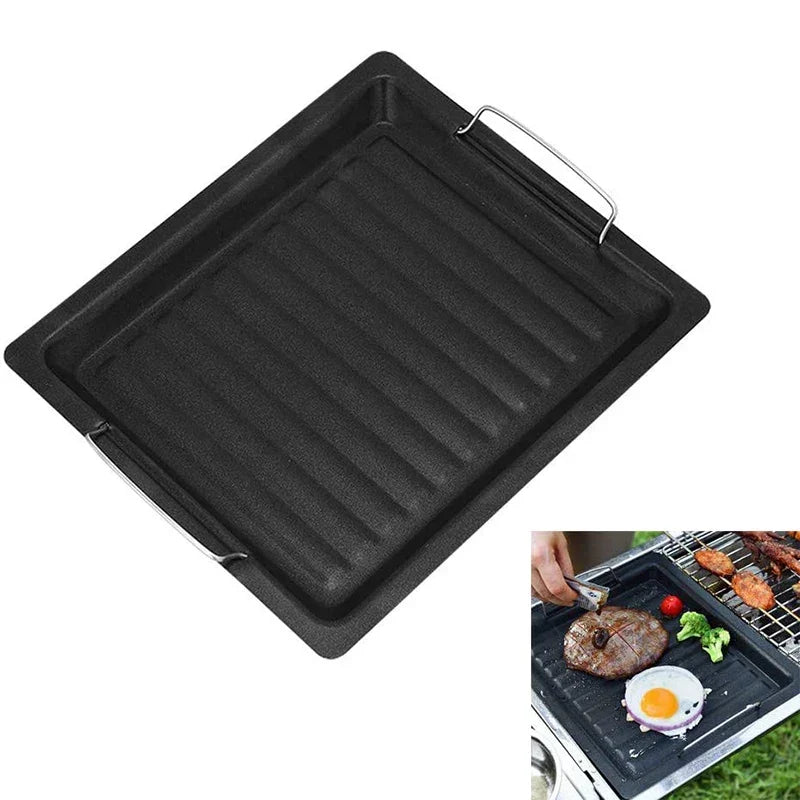 Feurossa Gusseiserne Grillplatte Umkehrbare Platte | Für Gasgrill & Herd | 25 × 30 cm | Für Pizza, Fleisch, Gemüse & Fisch
