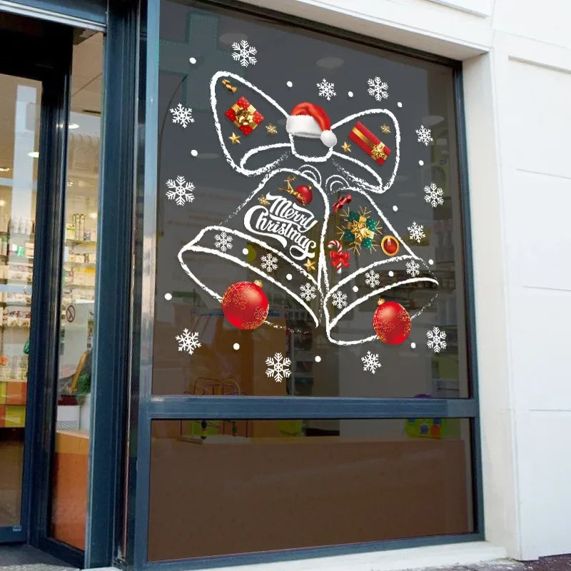 WinterGlöckchen Weihnachts Fensteraufkleber – Wiederverwendbare PVC Fensterdekoration mit Festlichem Glöckchen-Design