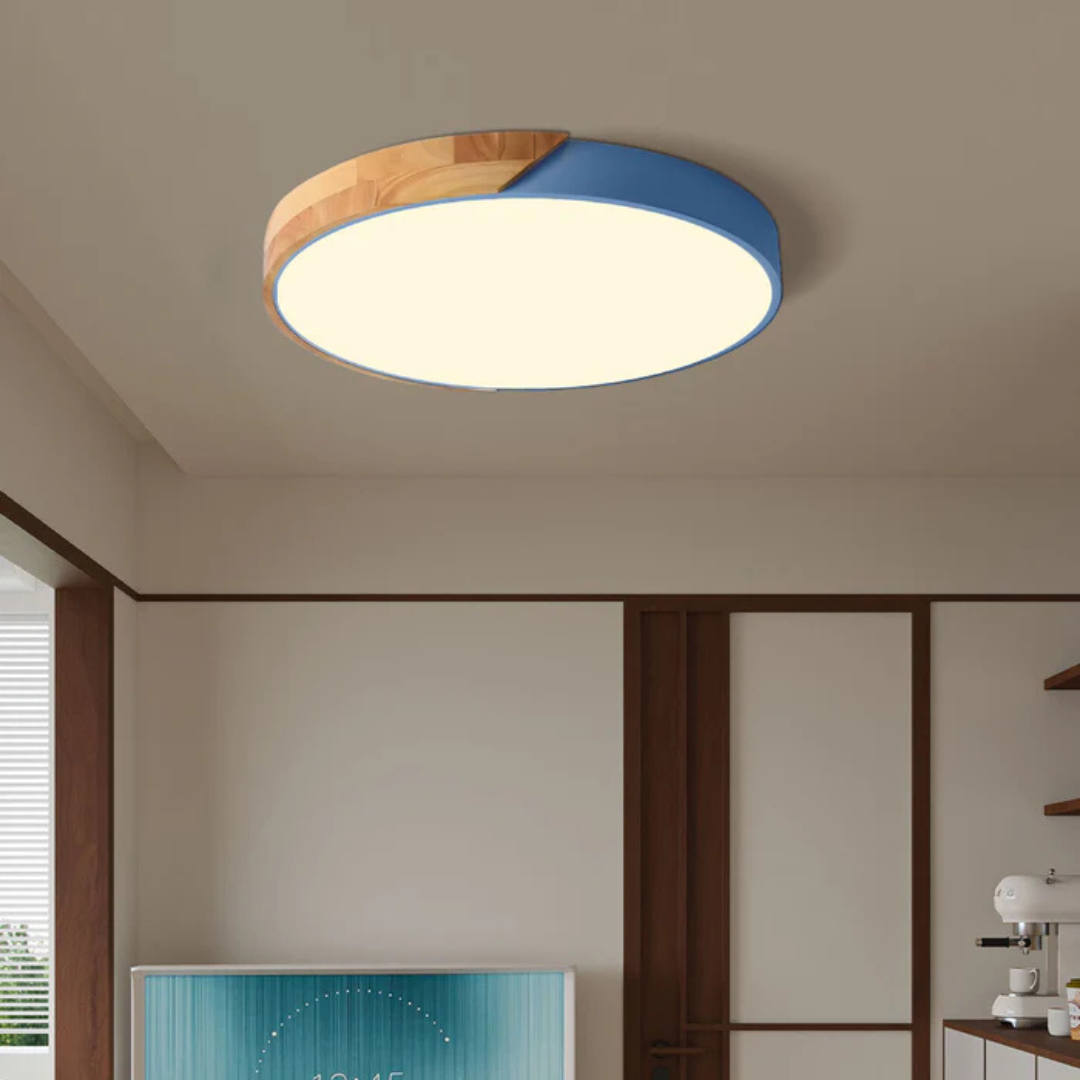 Skandinavische Holz-LED-Deckenleuchte – Modernes Flush-Mount-Design für eine gemütliche Atmosphäre