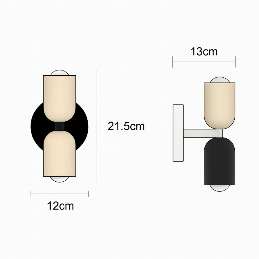 Moderne Metallzylinder LED Wandleuchte 2-Licht