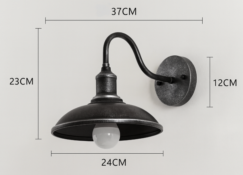 Vintage Industrielle Eisen Schüssel Außen Wandlampe LED 1-Licht