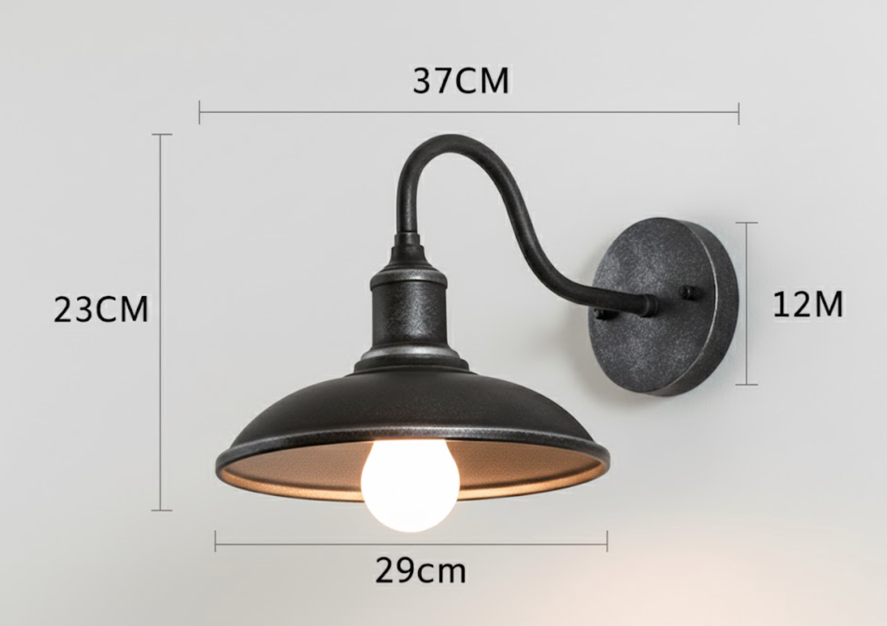 Vintage Industrielle Eisen Schüssel Außen Wandlampe LED 1-Licht