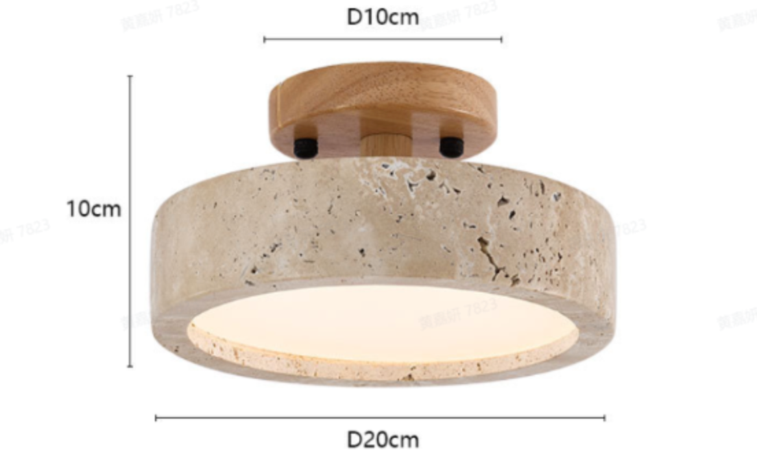 Moderne Minimalistische Travertin Runde LED Deckenleuchte 1-Lampe