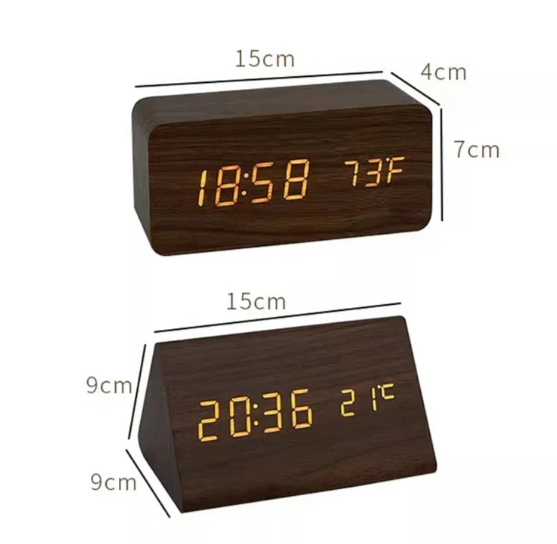 Sprachaktive LED Holz Uhr