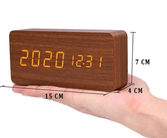 Sprachaktive LED Holz Uhr