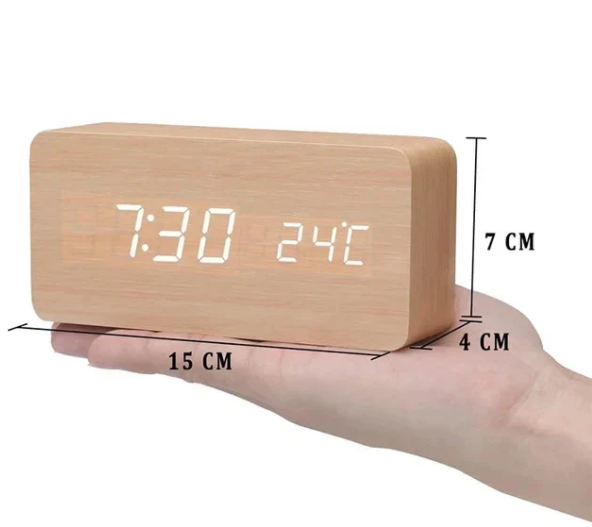 Sprachaktive LED Holz Uhr