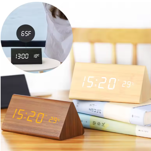 Sprachaktive LED Holz Uhr