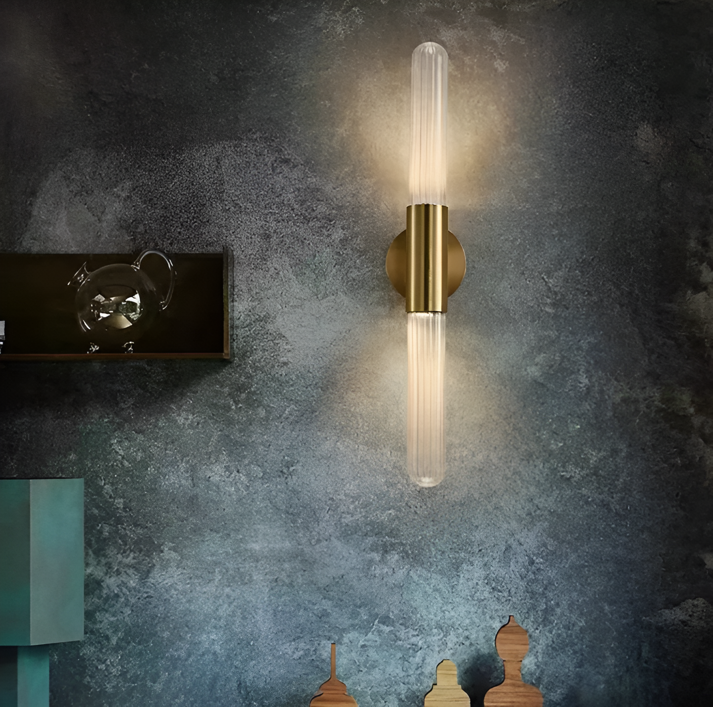 Nordic Water-Ripple Glas Messing Wandlampe LED 1-Licht