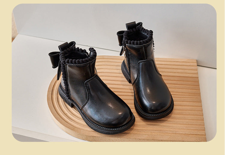 LeerLief Mädchen Stiefelette – Bequeme PU-Leder Stiefel mit rutschfester Sohle und Seitenreißverschluss