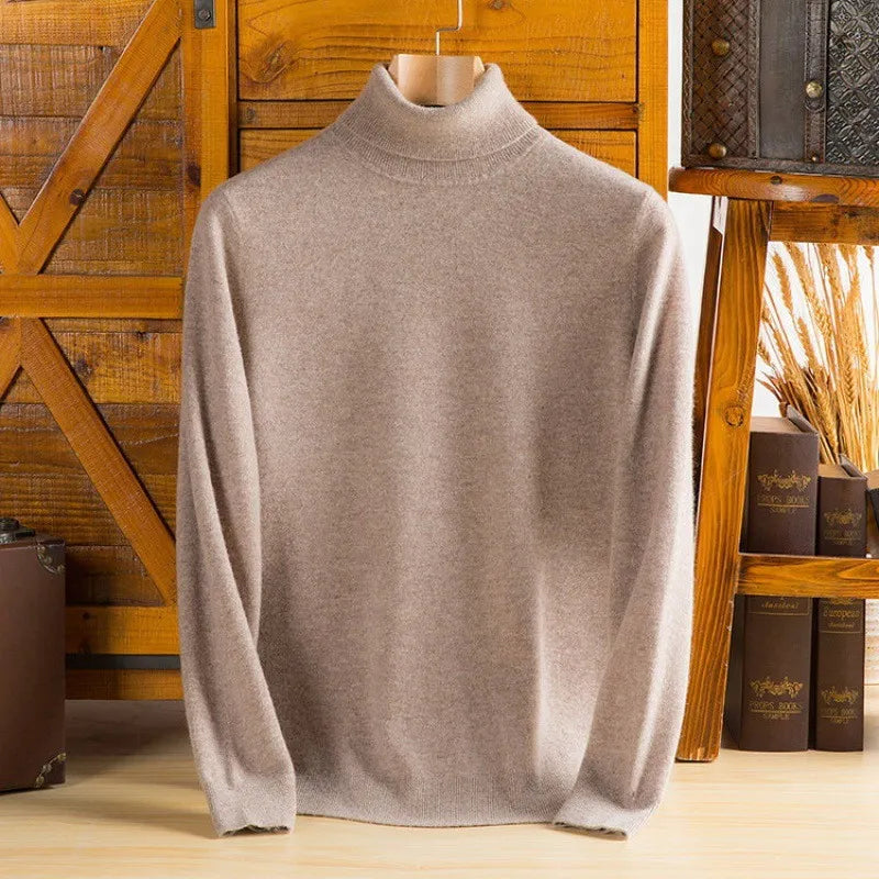 Sylvara Herren 100 Prozent Kaschmir Rollkragenpullover