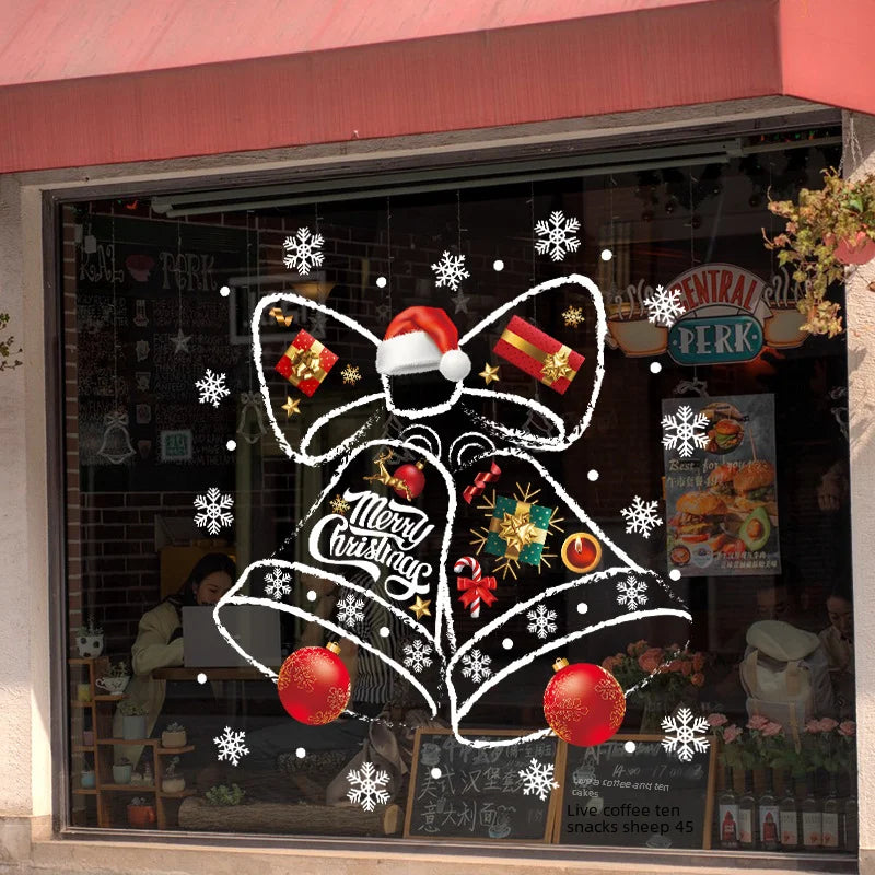 WinterGlöckchen Weihnachts Fensteraufkleber – Wiederverwendbare PVC Fensterdekoration mit Festlichem Glöckchen-Design
