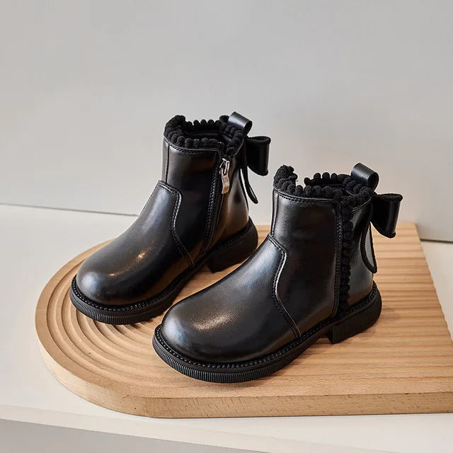 LeerLief Mädchen Stiefelette – Bequeme PU-Leder Stiefel mit rutschfester Sohle und Seitenreißverschluss