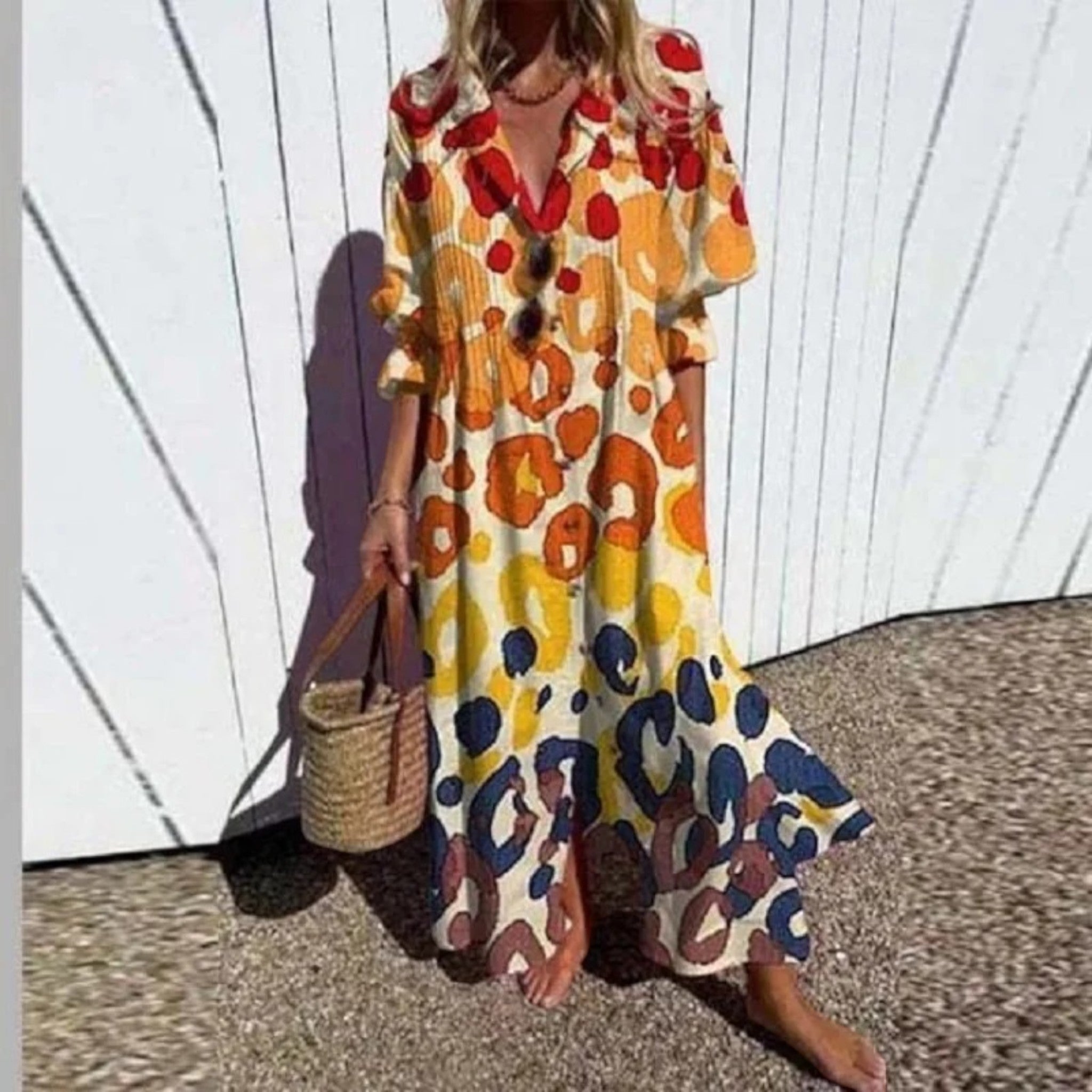 Boho Kleid mit V-Ausschnitt | Maxi