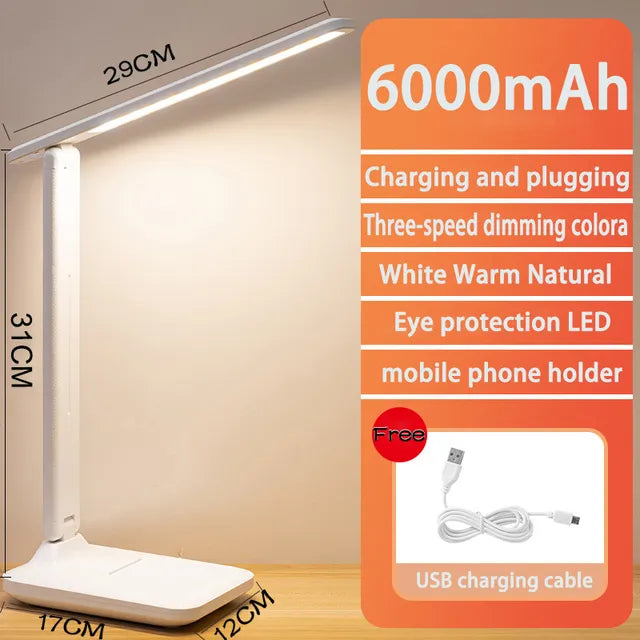 4800mAh Wiederaufladbare LED-Schreibtischlampe USB Touch dimmbar faltbar augenfreundliche Leselampe