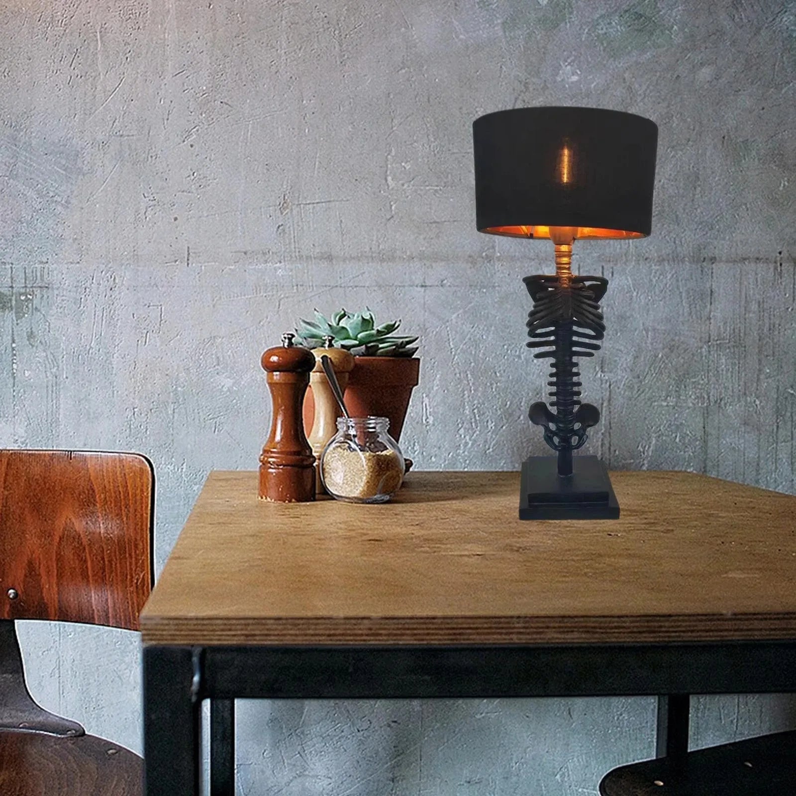 Frendorf | Gothic Skelett Tischlampe | Handgefertigtes Kunst Design