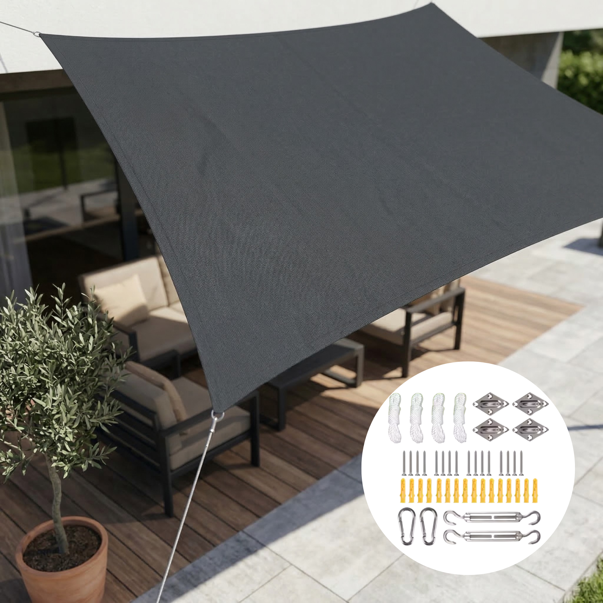 Rechteckiges Sonnensegel Wasserdicht | Wasserdichtes Outdoor-Gewebe | UV-Schutz | SkyCover