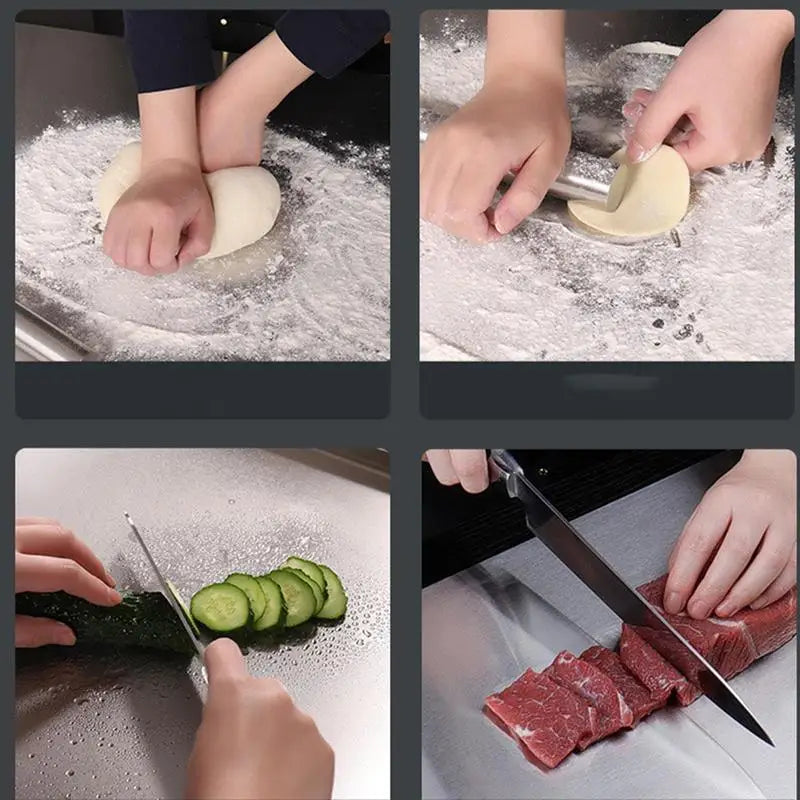 SliceGrip – Edelstahl Schneidebrett mit Antirutsch und Erhöhung