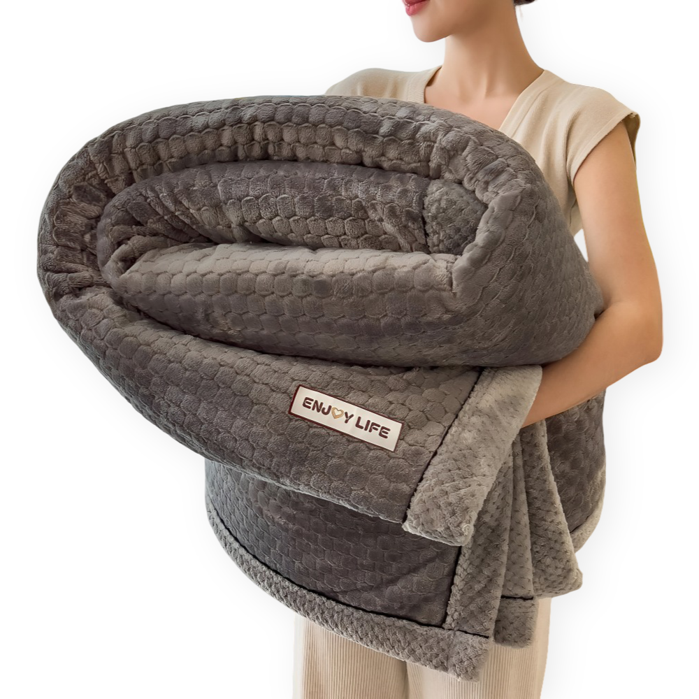 Weiche Fleece-Decke mit Patchwork-Muster – Warme Winterdecke aus 300–350 g/m²