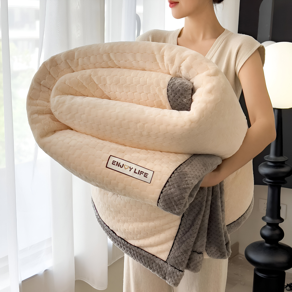 Weiche Fleece-Decke mit Patchwork-Muster – Warme Winterdecke aus 300–350 g/m²
