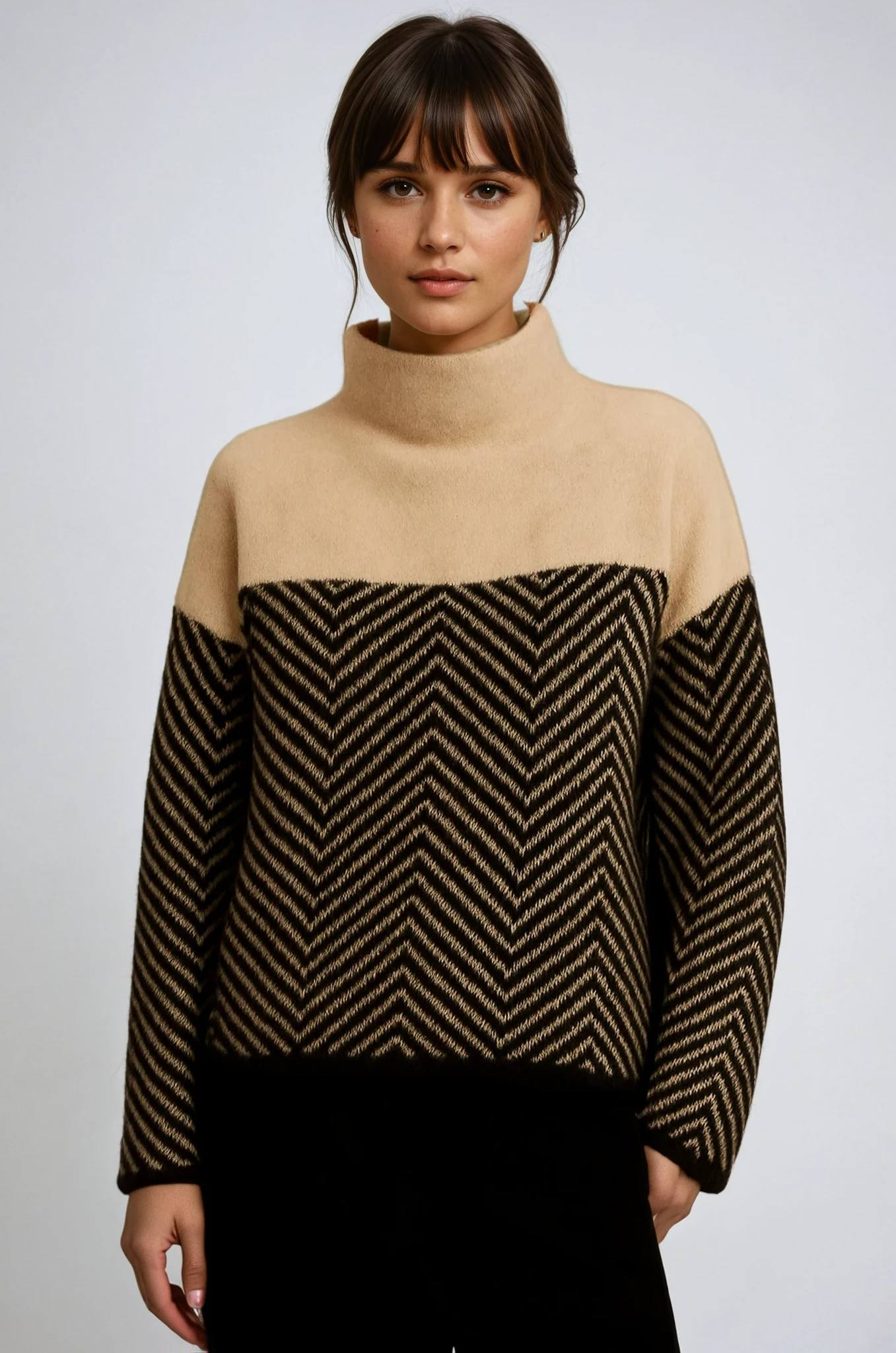 Eireann Luxe Strickpullover | Gemütlicher Rollkragenpullover im Chevron-Muster für stilvolle Wärme
