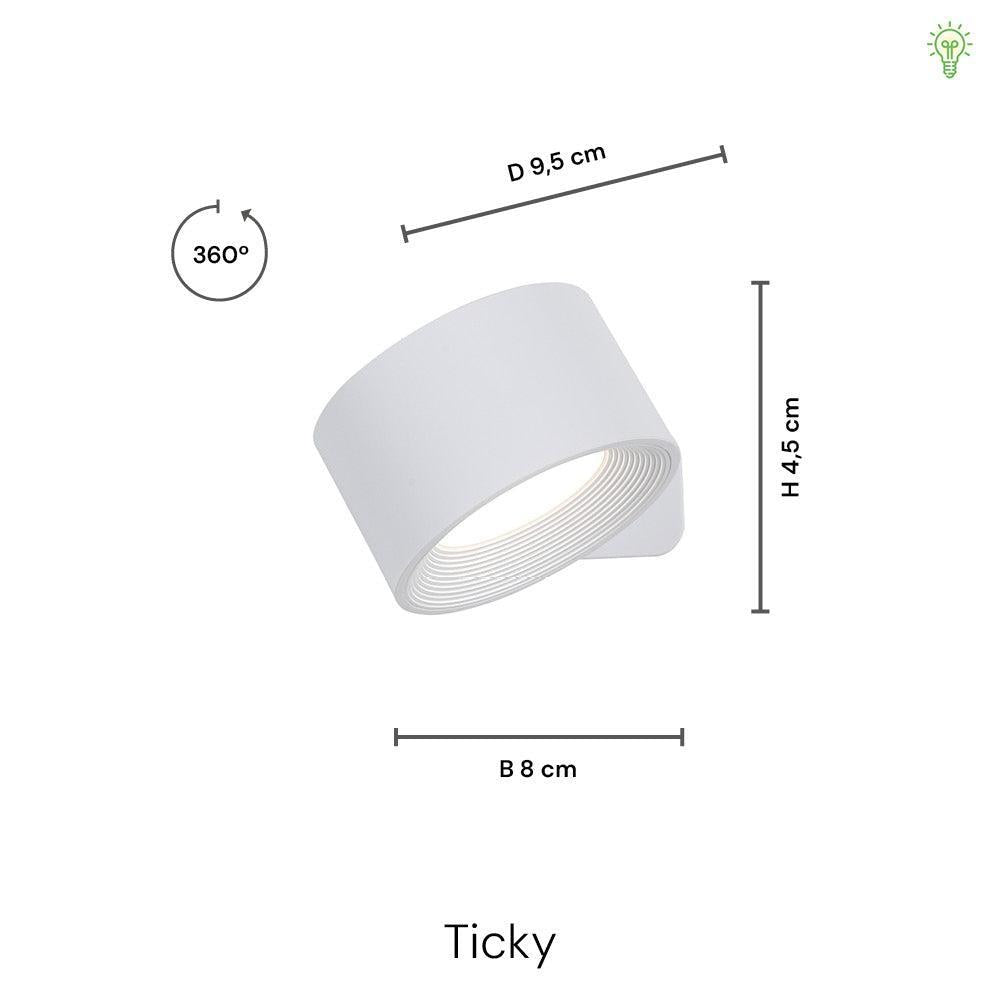 Ticky Magnetische Wandlampe Schwarz